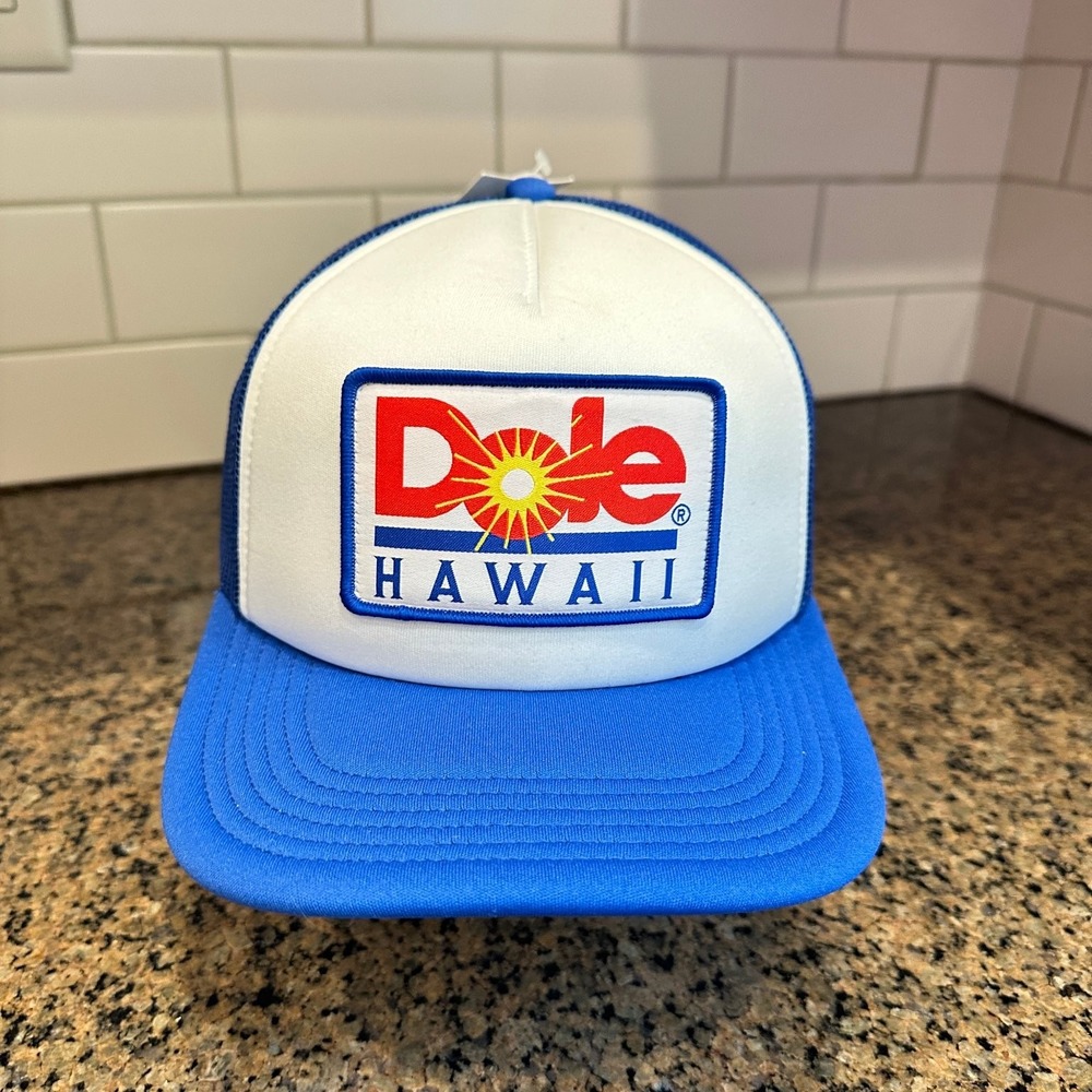 Dole Hawaii Trucker Hat Snapback Adjustable Blue White Mesh Cap New